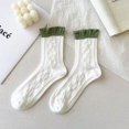 thumbnail image 1 of Calcetines Blancos Mujer Contraste Color Medio Tubo ins Moda Todo Partido Primavera Verano Estilo Delgado Oso Lindo Estudiantes Japoneses Verde Influencer Largospangjing, 1 of 4