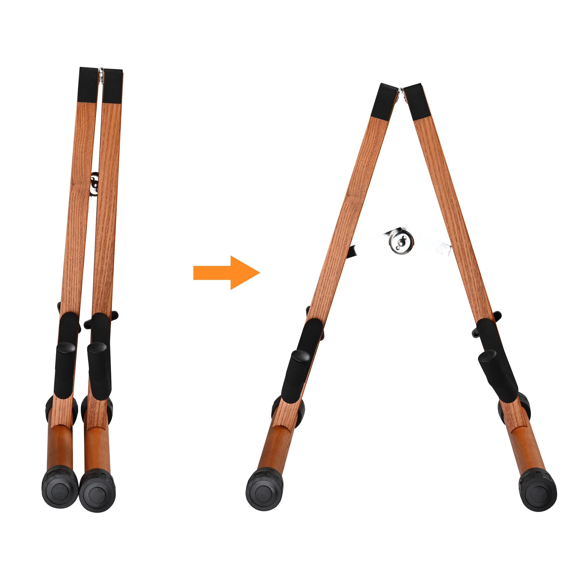 Yescom Wooden Folding Guitar Stand w/ Foam Arms fits for Acoustic Guitars, Ukuleles, Violins A-frame Floor Instrument Display Recording Studios