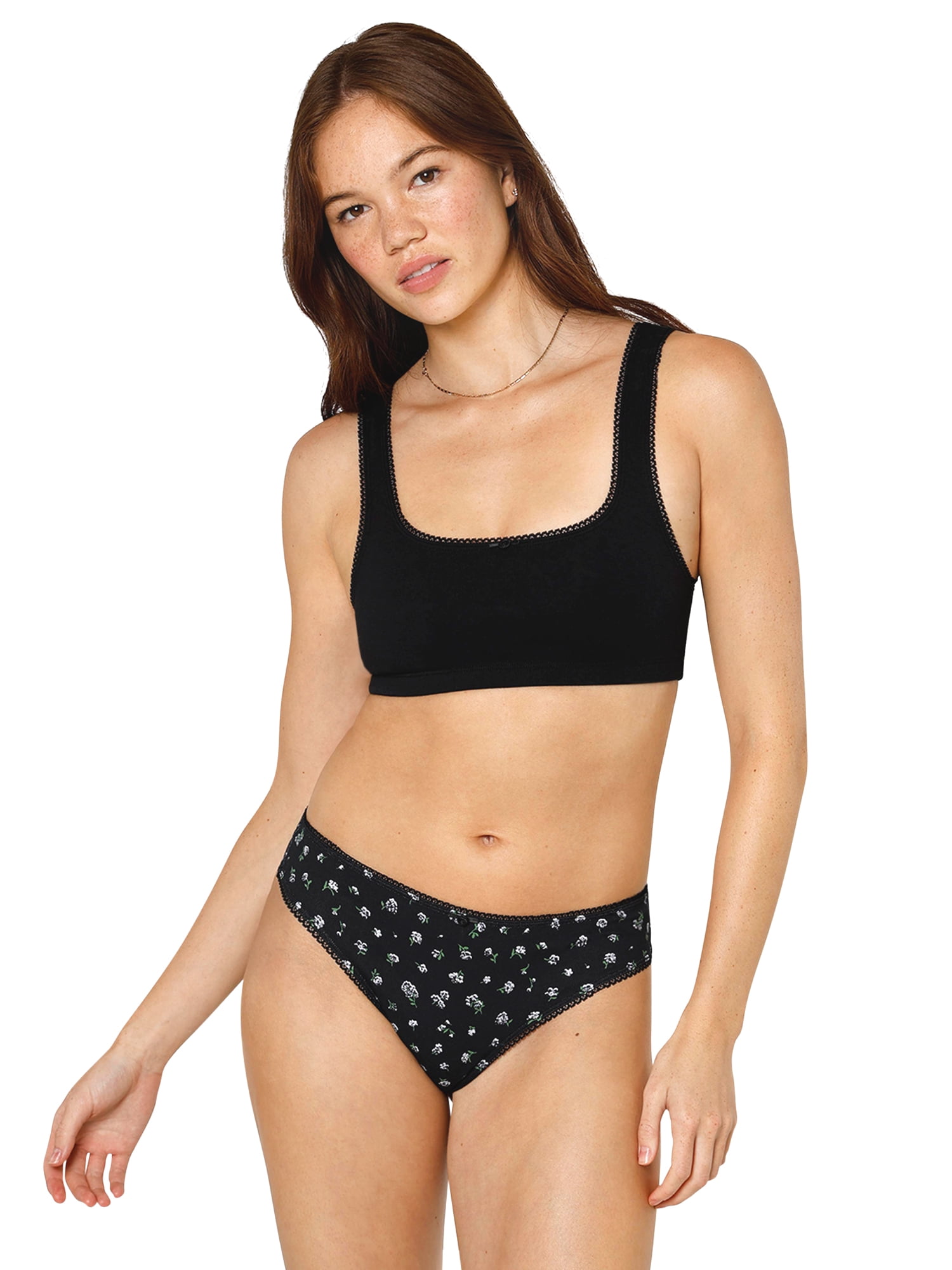 fresh collection by Fruit of the Loom Women's Cotton Tank Bralette and Thong Set