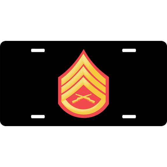 USMC E-6 Staff Sergeant Red Gold Chevron License Plate