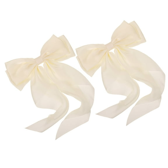 BESTYASH Hair Bow Barrettes Beige Fabric Elegant Hair Fastening for Women 2pcs