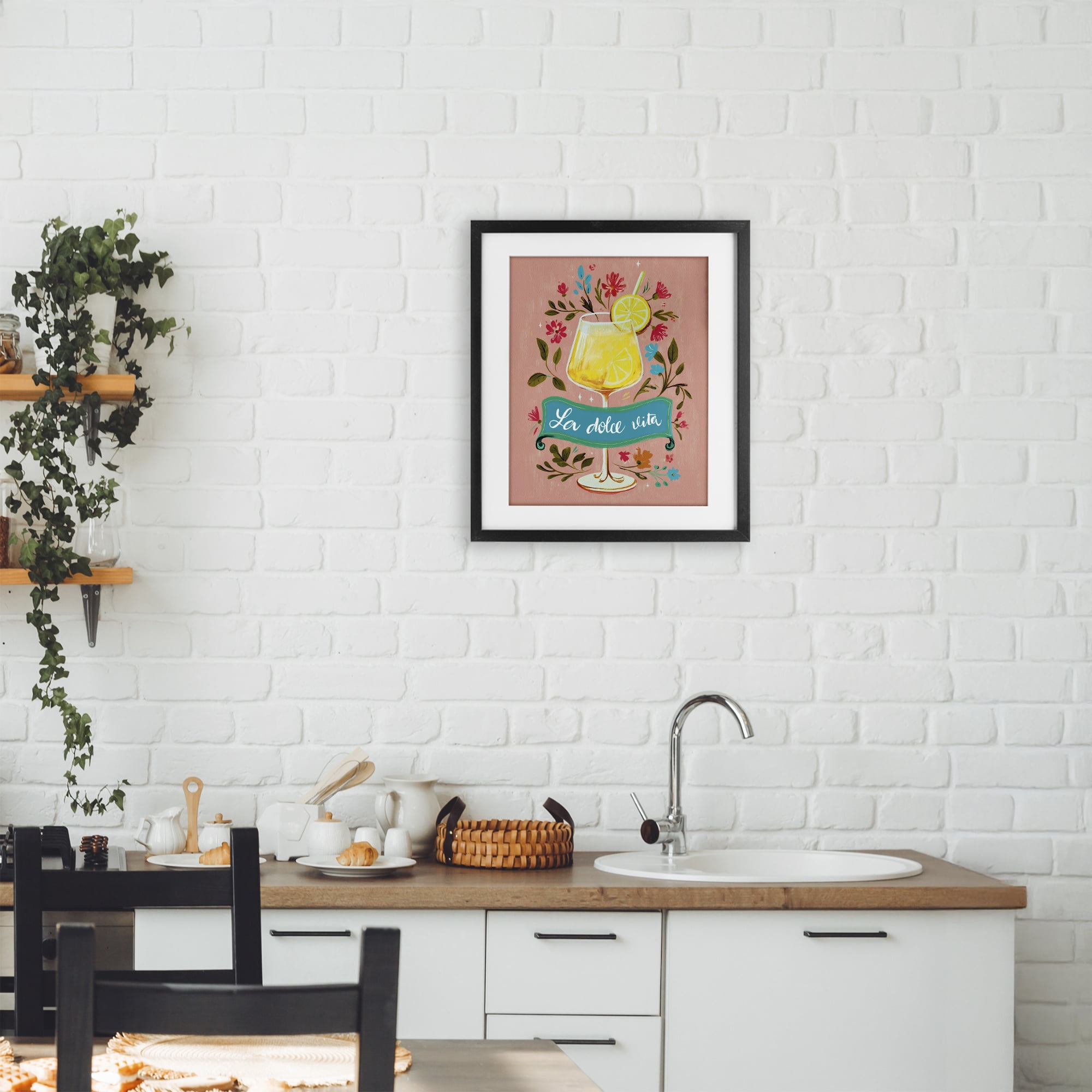 Stupell Industries Lemon Cocktail Sweet Life Black Framed Print Under Glass, design by Yen