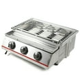 thumbnail image 3 of Tabletop 3 Burner Stainless Steel Barbecue Gas Grill with Side Burner Portable, 3 of 11