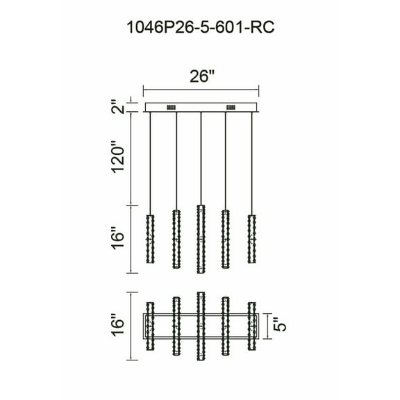1046P26-5-601-RC CWI Lighting LED Chandelier with Chrome Finish