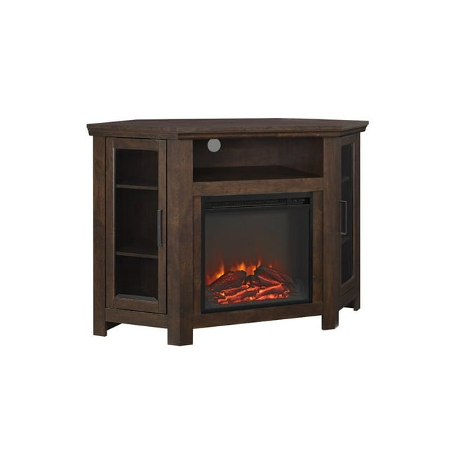 48" MDF Wood Corner Fireplace TV Stand - Traditional Brown