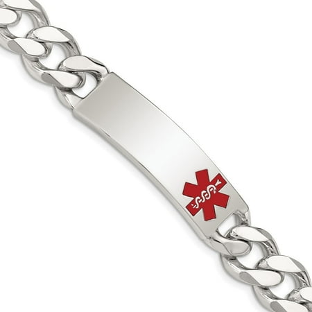 Auriga Fine Jewelry 925 Sterling Silver Curb Link Id Bracelet 8.5 inch for Women (L- 8.5inch W- 13mm)