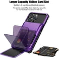 thumbnail image 4 of KOMI pour iPhone 13 Pro Max Étui avec Porte-Cartes [Repose 5 Cartes] Double Couche Robuste Antichoc Étui Portefeuille iPhone 13 Pro Max avec Fente Cachée pour Cartes pour iPhone 13 Pro Max (Violet), 4 of 5