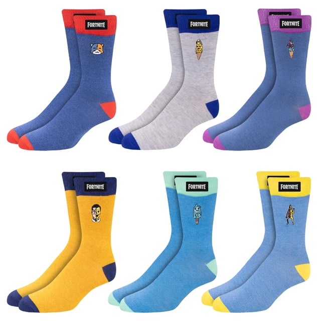 Calcetines Fortnite High para niños y adolescentes, paquete de 6 unidades, diseño vibrante