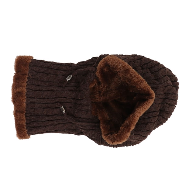 Winter One-Piece Beanie Hat With Scarf & Ear Flaps - Knitted Plush Skull Cap Neck Warmer For Cold Weather