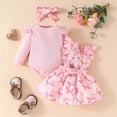 thumbnail image 2 of Staki Preemie Newborn Baby Girl Clothes Romper Suspender Dress Fall Winter Outfits Ruffle Long Sleeve Jumpsuit 0-18M,3-6 Months, 2 of 8