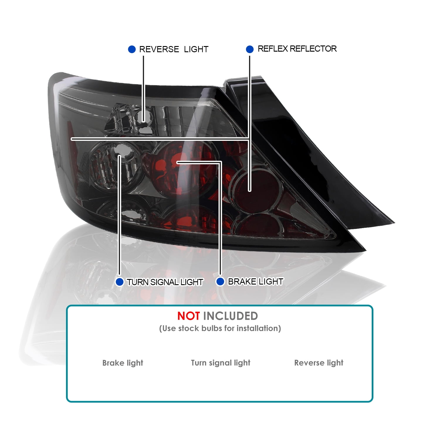 Spec-D Tuning Smoke Tail Lights Compatible with 2006-2011 Honda Civic Coupe 2 Door, Left + Right Pair Assembly