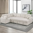 thumbnail image 5 of Oversized Upholstered Corduroy Sleeper Sectional Sofa With Storage Chaise, 5 of 8