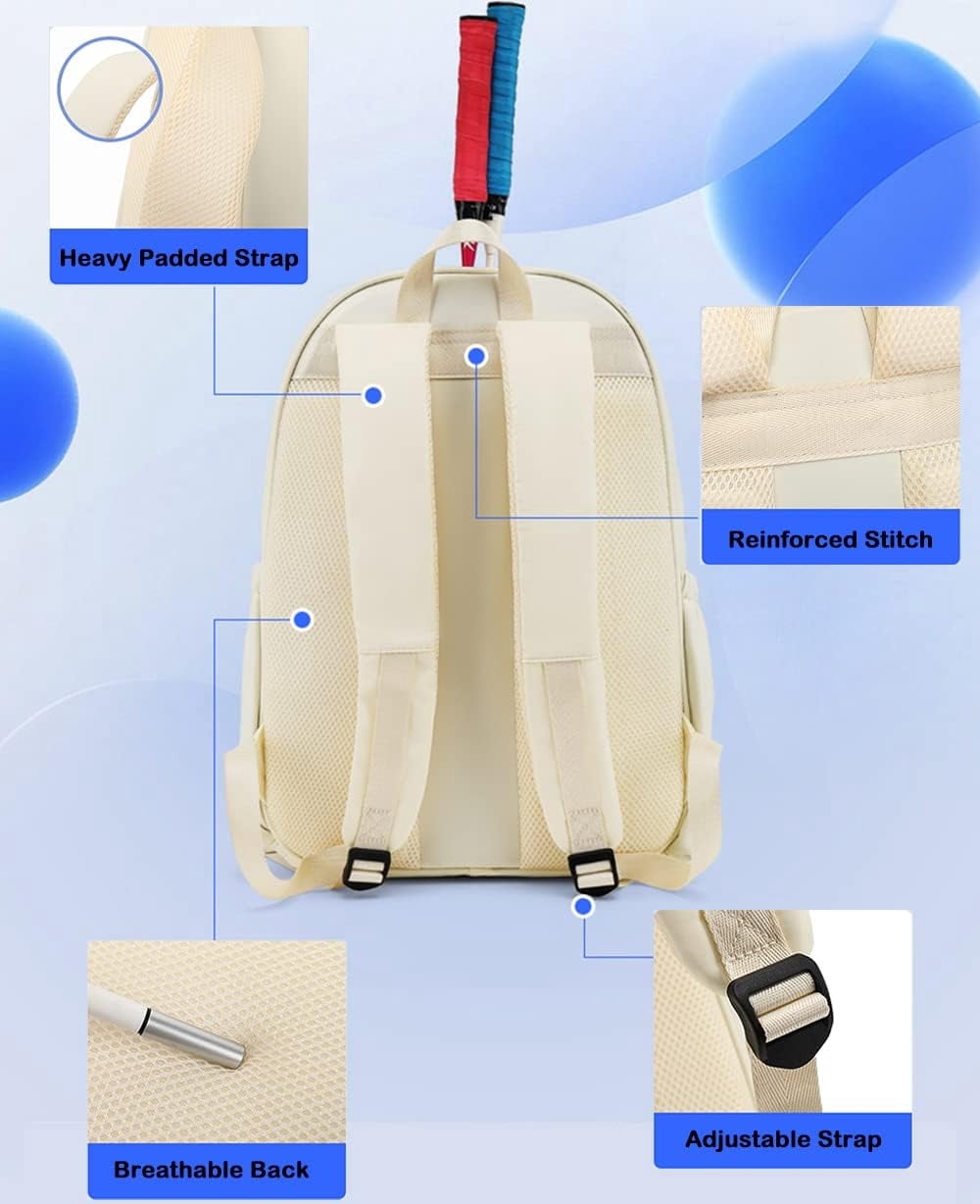 Tennis Shoulder Bag Large Water Resistant Tote Handbag for Tennis Racket, Pickleball Paddles, Badminton Racquet