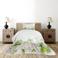 thumbnail image 4 of Ambesonne Flower Quilted Bedspread Set 2 Pcs, White Spring Blossoms, Twin Size, White Green, 4 of 5
