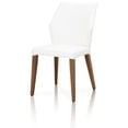 thumbnail image 2 of Leather Upholstery Compact Dining Chair With Walnut legs, Alabaster, Set Of Two, 2 of 2