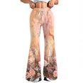thumbnail image 2 of Women's Fashion Loose Drawstring Waist Floral Print Casual Sports Flared Pants, Elastic Joggers Sweatpants, Stylish Yoga Pants for Women,Complexion,S, 2 of 8