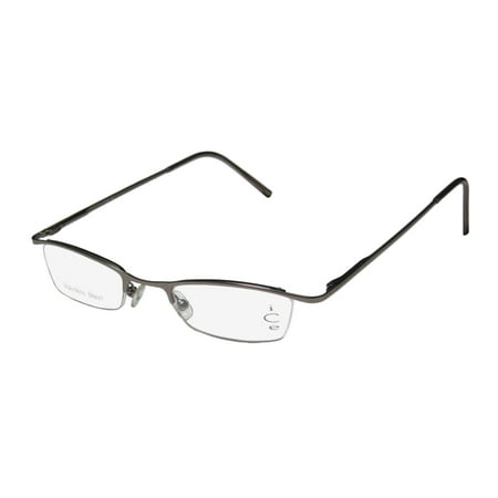 New Ice 20 Mens/Womens Designer Half-Rim Gray Stainless Steel High Quality Budget Eyewear Frame Demo Lenses 46-21-140 Spring Hinges Eyeglasses/Eyewear