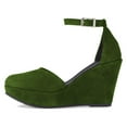 thumbnail image 2 of YDN Women Classic Round Closed Toe Wedge High Heeled Pumps Ankle Strap Sandals D'Orsay Platform Casual Dressy Shoes Size 7 Green, 2 of 4