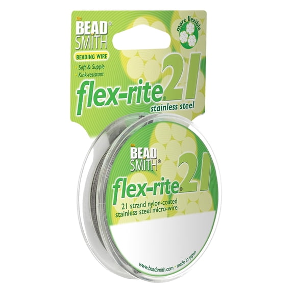 The Beadsmith Flex-Rite Beading Wire - 21-Strand, 0.014" (0.35 mm) Dia, Clear, 30 ft