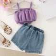 thumbnail image 6 of Ulanda Toddler Baby Girls Clothes Summer Outfits Ruffle Sleeve T-shirt + Shorts Cute Girl Clothing Set 6M-4T (Purple, 9-12 Months), 6 of 6