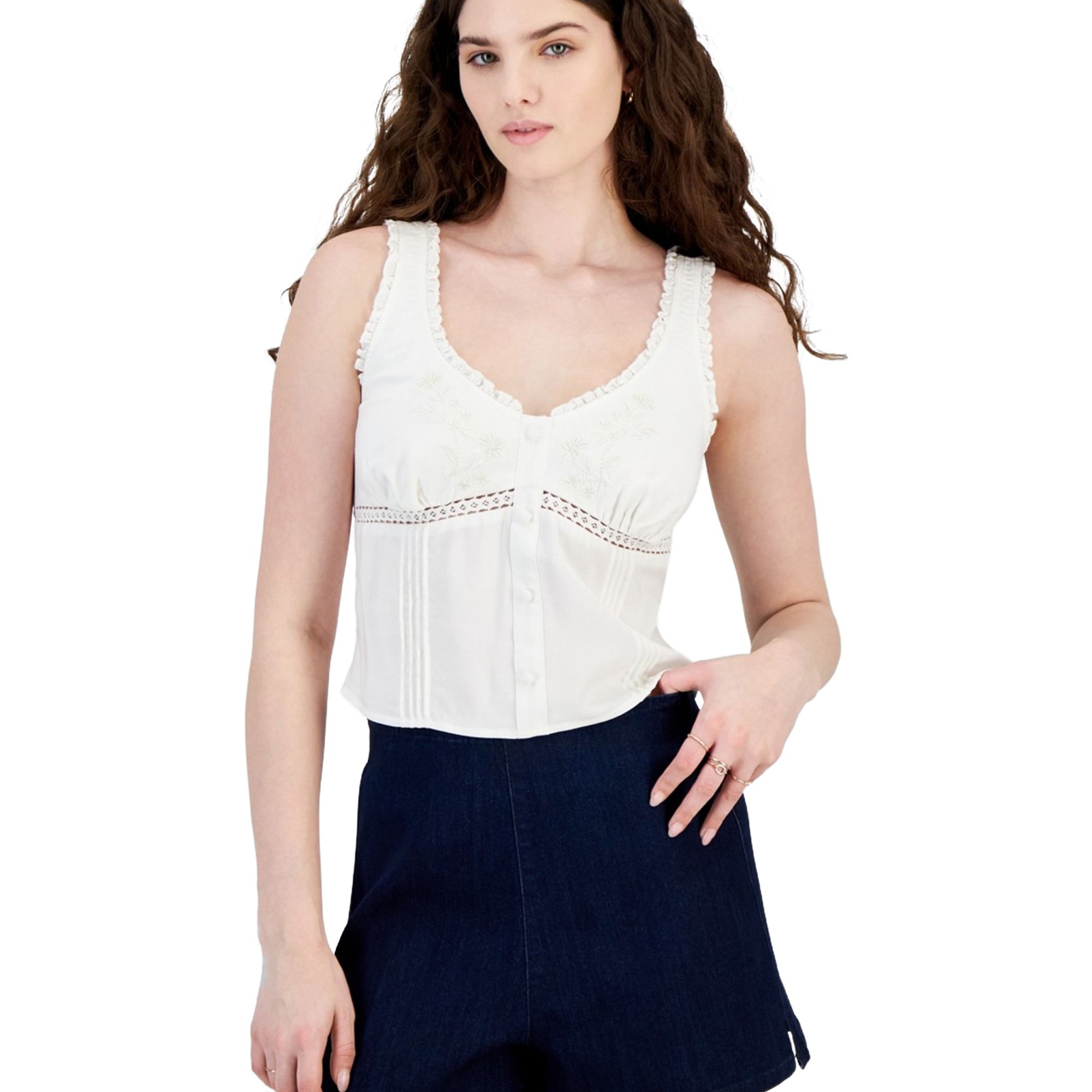 トップス JOSEMOON LACE TRIM CAMI White Bohemian Summer Cami With Lace Detail | LOVESTITCH