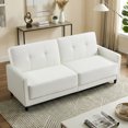 Ebello 76" Convertible Futon Sofa Bed, Mid Century Modern Faux Leather ...