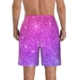 thumbnail image 3 of Kdxio Purple Glitter Pattern Mens Casual Shorts - Drawstring Summer Beach Sports Shorts for Men, 3 of 9