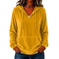 thumbnail image 3 of Aboser Womens Retro Velour Hoodies Dressy Casual Long Sleeve Pullover Tops Comfy Soft Velvet Sweatshirt Fall V Neck Hoodie with Pocket, 3 of 6