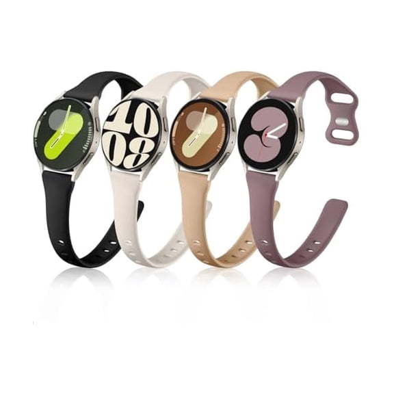 4 Pack Slim Strap Compatible with Samsung Galaxy Watch 7 6 5 4 band 40mm 44mm/Galaxy Watch 6 Classic Bands 43mm 47mm, 20mm Soft Replacement Bands Compatible for Samsung Watch Bands Women Men