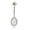 White, variant on AVORA 10K Yellow Gold Pear-shaped Simulated Opal with Simulated Diamond CZ Halo Belly Button Ring Body Jewelry (14 Gauge) - Size 0