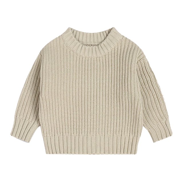 Toddler Baby Boys Girls Knit Sweater Solid Color Pullover Sweatshrit Warm Long Sleeve Fall Winter Tops
