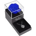 thumbnail image 2 of WindamazingStory Preserved Real Rose Gift Set with Silver "I Love You" Necklace, C-Blue Rose (Women's), 2 of 13