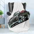 thumbnail image 4 of Cars Soft Flannel Fleece Throw Blanket, American Nostalgic Sports Muscle Car with Speeding Wheels Tires Print, Cozy Plush for Indoor and Outdoor Use, 70" x 90", Pale Grey Blue, by Ambesonne, 4 of 5