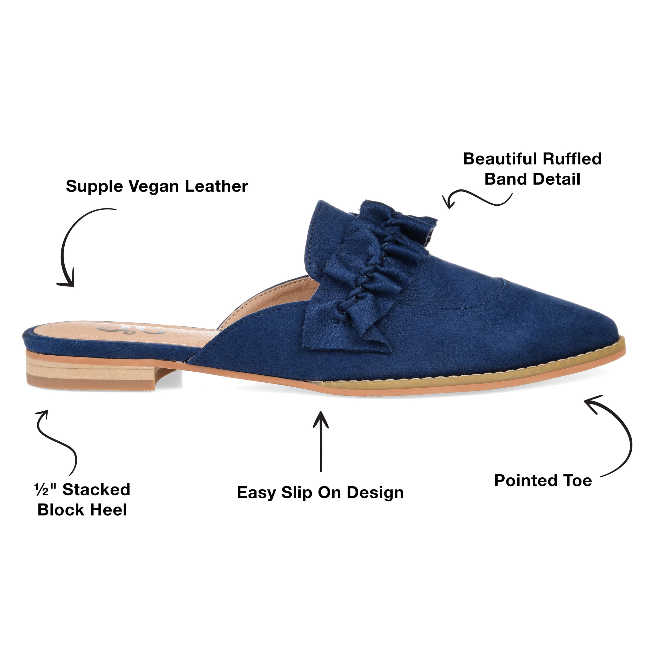 Journee Womens Kessie Slip On Pointed Toe Mules Flats