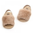 thumbnail image 4 of GYRATEDREAM Infant Baby Girls Sandals Faux Fur Slides with Elastic Back Strap Flats Slippers Shoes 0-18 Months, 4 of 8