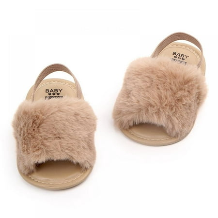 Image of Baby Infant Soft Anti-slip Walking Shoes Plush Slide Sandal
