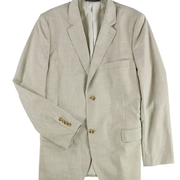 Perry Ellis Mens Textured Two Button Blazer Jacket, Beige, Big & Tall, 44 Long