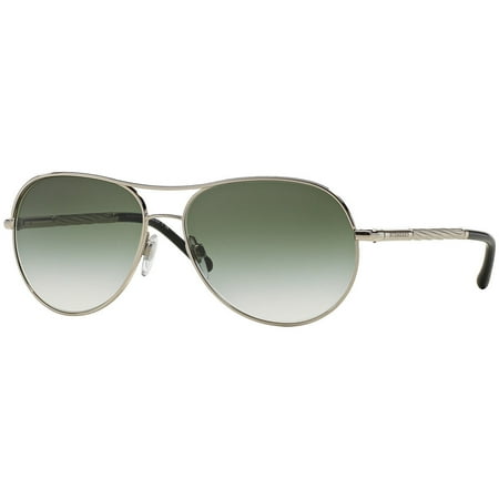 Burberry Sunglasses Sunglasses BE3082 1005/8E Silver Frame Green Lens 57MM