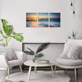 thumbnail image 2 of 3-Piece Blue Beach Canvas Wall Art Set, Sunset Ocean Waves Seascape Prints, Framed & Ready to Hang Decor for Living Room Bedroom Bathroom, 2 of 5