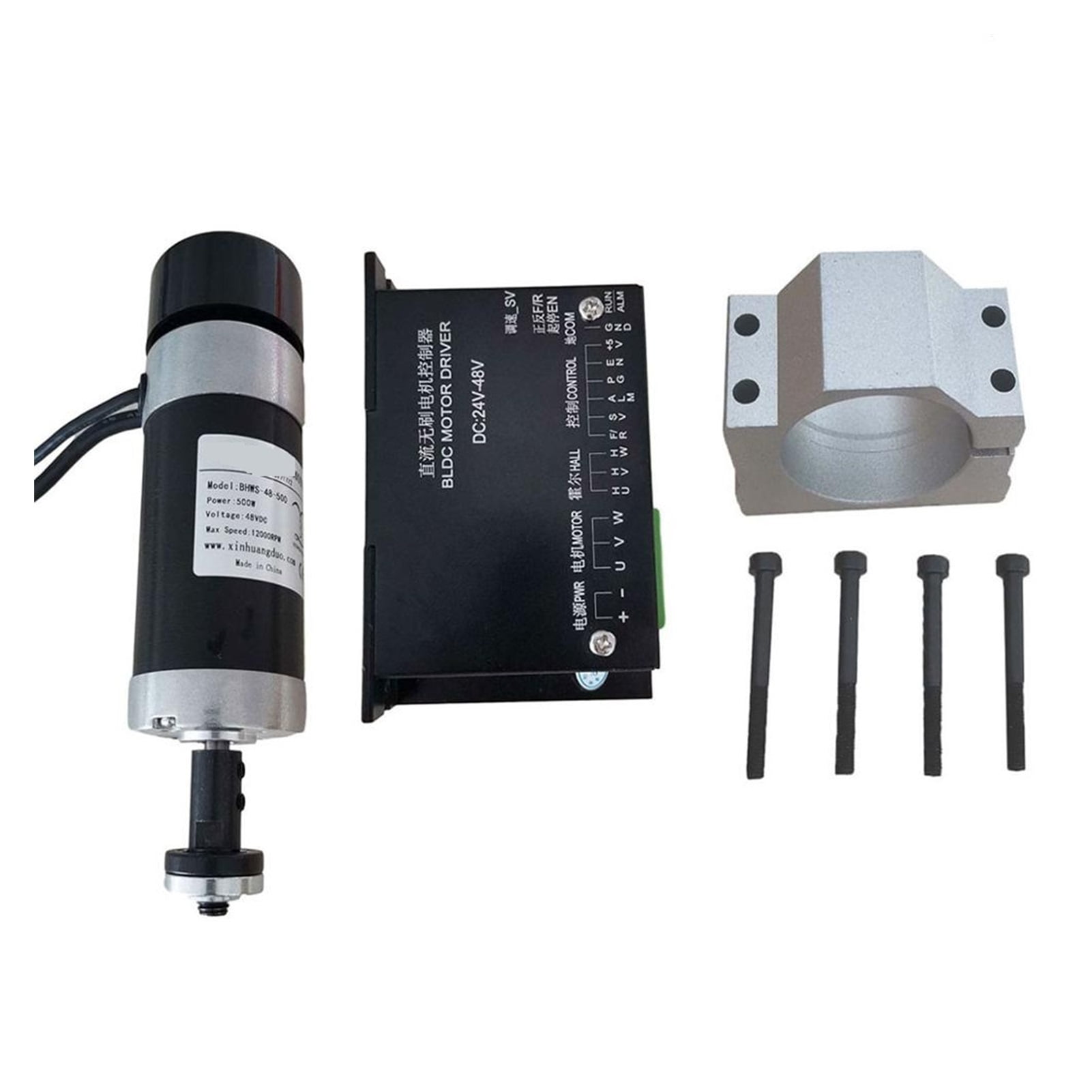 48v 500W Angle Grinder Brushless Spindle Motor+57MM Clamp With Screws+ 48V Brushless Motor Driver+48VDC 10.5A Power Supply ,Easy to Install