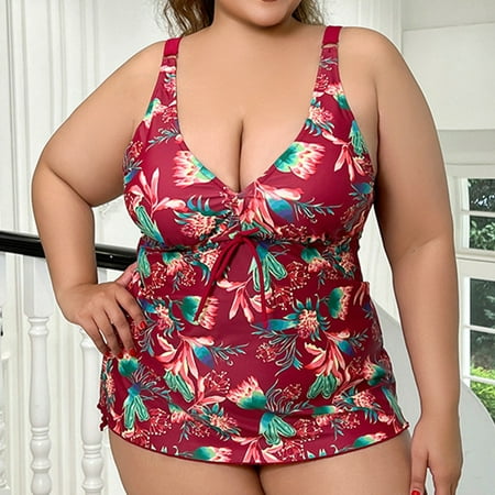Feimerou Swimsuits for Women Plus Size Tankini Bathing Suits High Waisted Tummy Control Modest Two Piece Swimsuit with Boyshorts Sale
