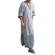 thumbnail image 1 of Guardurnaity Vestidos musulmanes grises Kaftan de manga larga suave y amigable para pelar Thobe Kaftan manga musulmana sólido conjuntos de ropa, 1 of 4
