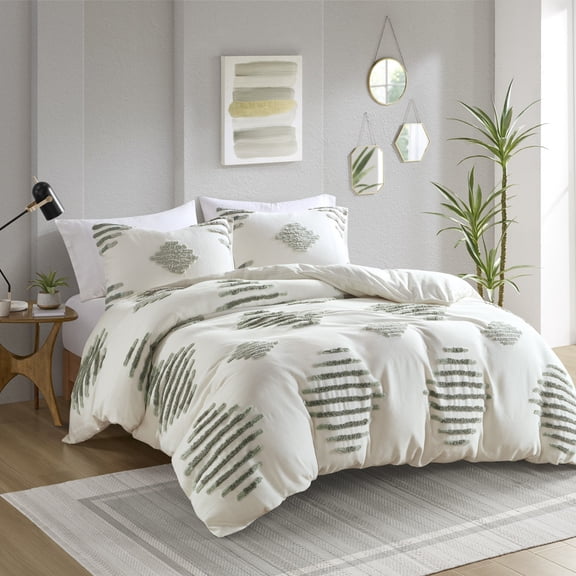 King/Cal King 3 Piece Cotton Blend Chenille Duvet Cover Set