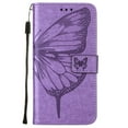 thumbnail image 3 of SaniMore Case for Samsung Galaxy A14 5G (6.6" 2023), PU Leather Full-body Protective Cover with Luxury Embossed Butterfly [Wrist Strap & Card Slots & Flip Kickstand] Shockproof Wallet CoverLightpurple, 3 of 10