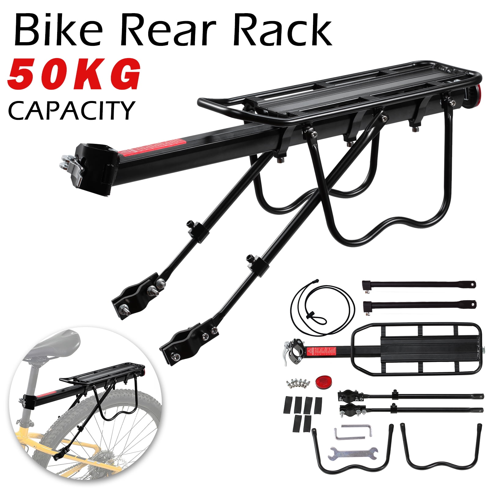 Voilamart 115lbs Adjustable Bike Rear Rack Universal Mountain Bicycle