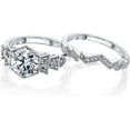 thumbnail image 2 of Divine_creation 925 Sterling Silver 2.43 Ct Round Cut White Diamond Engagement Thanksgiving Christmas Halo Bridal Ring Set 14K White Gold Plated For Women's -5, 2 of 3