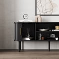 thumbnail image 4 of Mid-Century Modern Media Console, Tambour TV Stand with Storage Cabinet and Shelf for 60" TVs, Black, 4 of 10