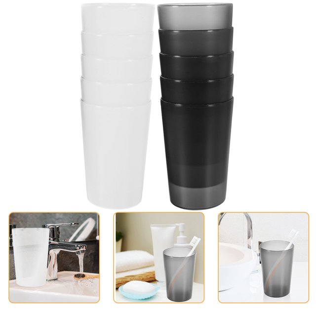 OUNONA 10pcs Reusable Bathroom Cups Plastic Round for Daily Use at Home