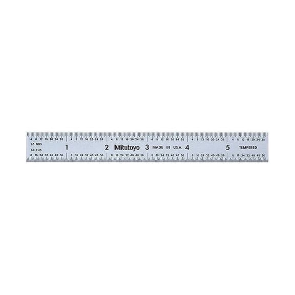 Mitutoyo Steel Rule,6" Size,3R Graduation,3/4" W 182-104
