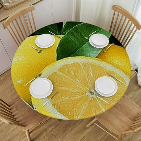 

Palnkart Lemons Water Leaves Waterproof Resistant Fabric Round Tablecloth | Stain-Resistant & Washable | Ideal for Indoor and Outdoor Use | Multiple Sizes Available 46 -50